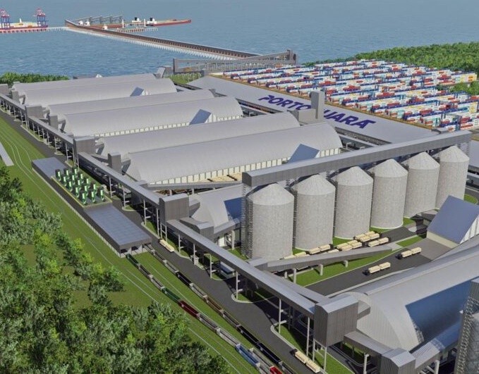 Perspectiva do Porto Guará, a ser construído em Paranaguá, no Litoral do Paraná. Imagem: Divulgação